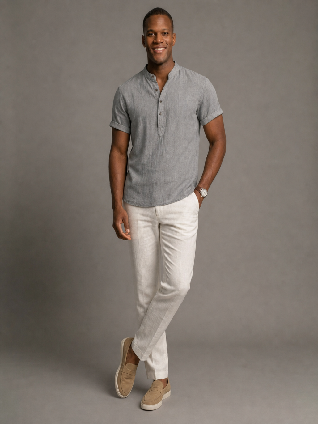 Capri Linen Grandad Shirt