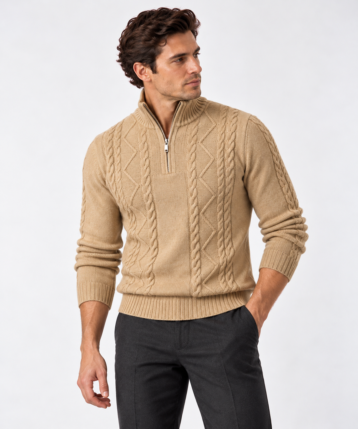 Heritage Cable-Knit Quarter-Zip