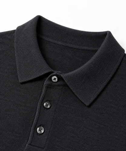 Long Sleeve Silk-Blend Polo