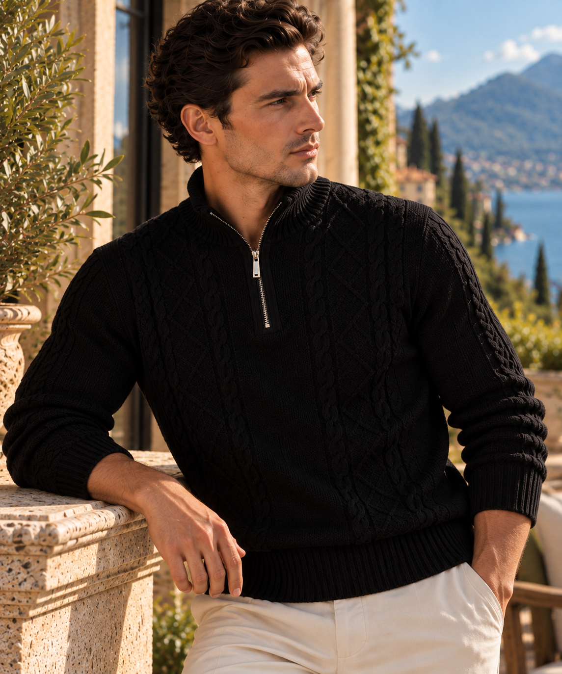 Heritage Cable-Knit Quarter-Zip