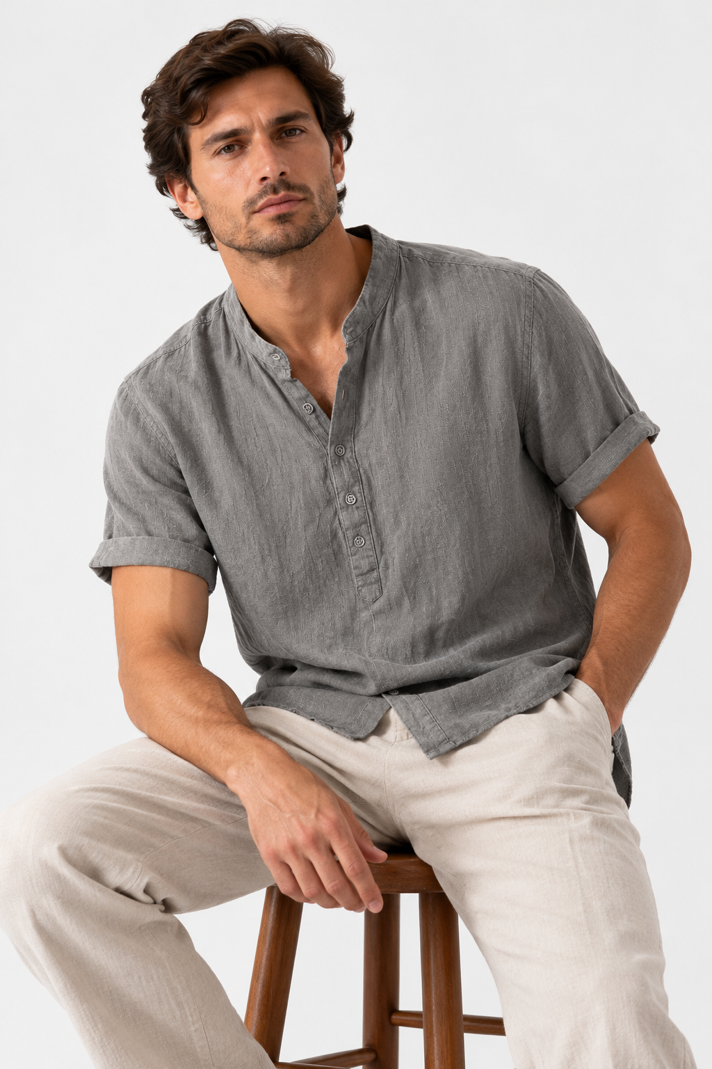 Capri Linen Grandad Shirt