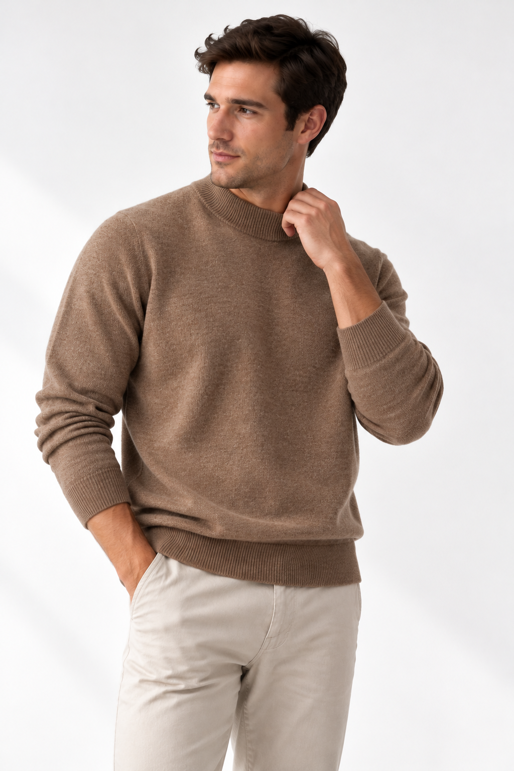 Merino Wool Mock Neck Sweater