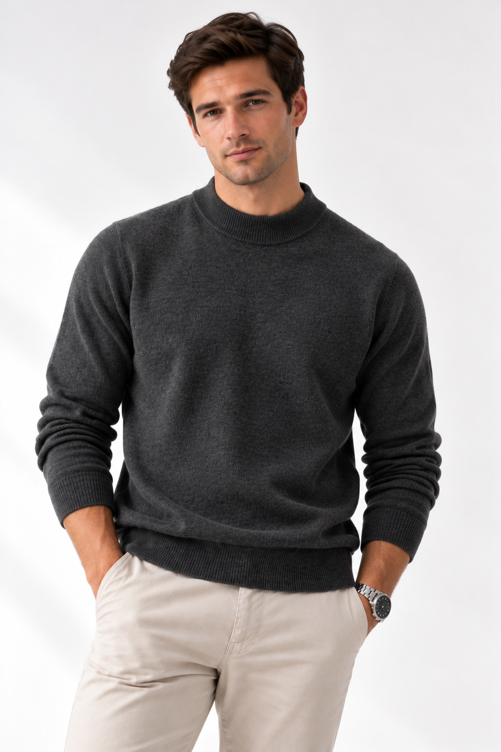 Merino Wool Mock Neck Sweater