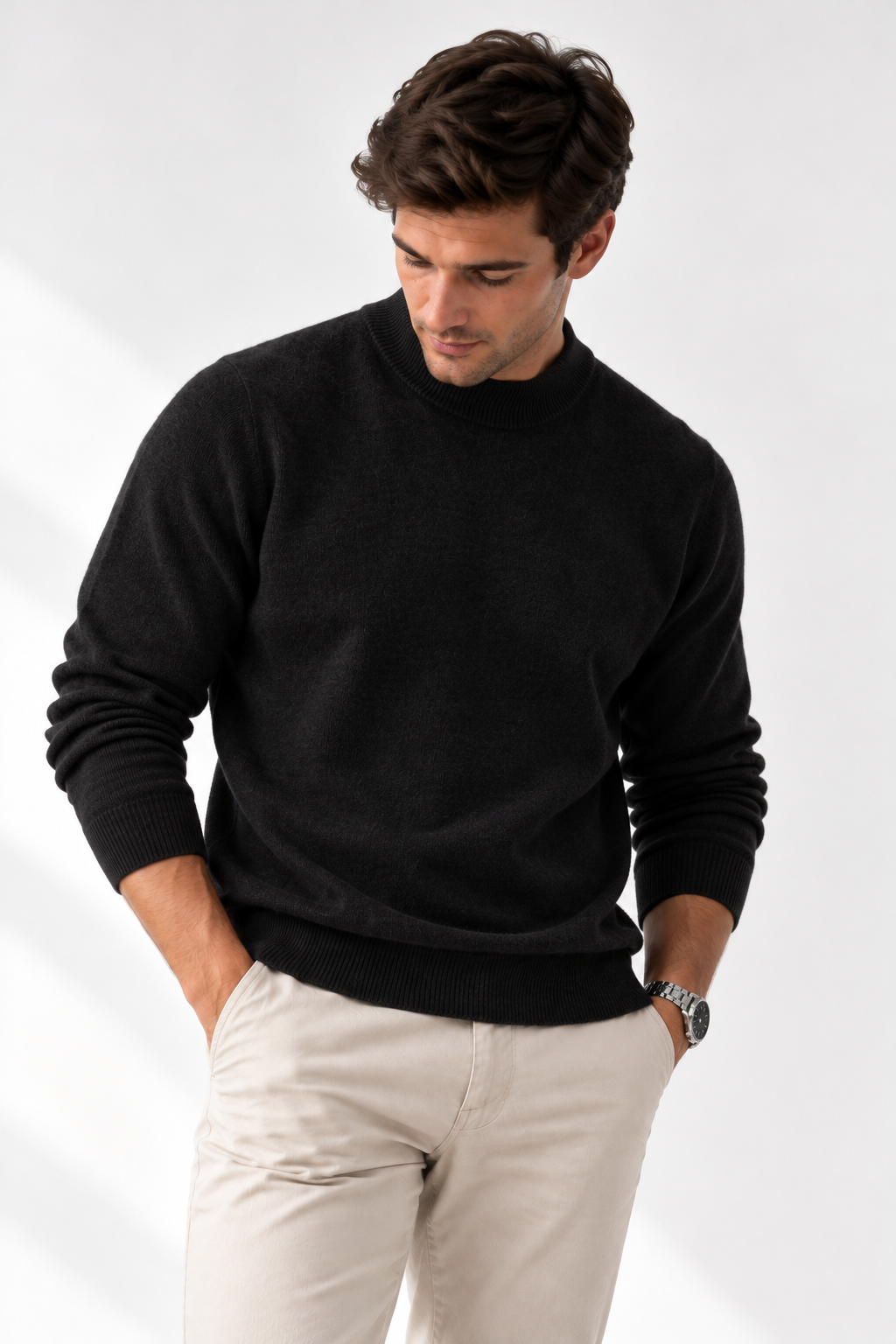 Merino Wool Mock Neck Sweater