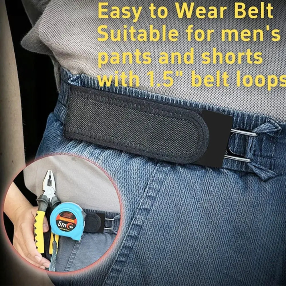 New Unisex Buckleless Elastic Belt - Metal Hook & Velcro Adjustable Waistband, Comfortable Buckle-Free Waist Belt for Daily Wear