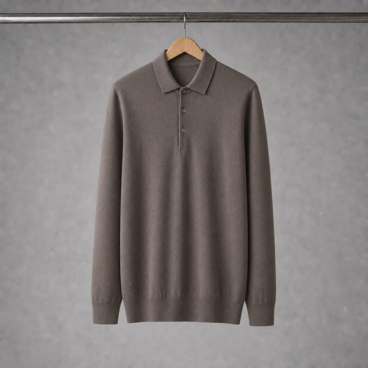 Long Sleeve Silk-Blend Polo