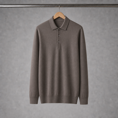 Long Sleeve Silk-Blend Polo