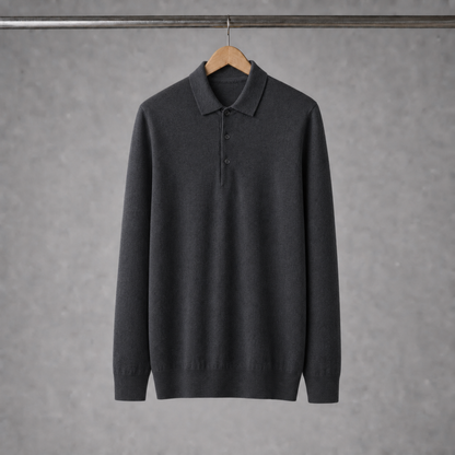 Long Sleeve Silk-Blend Polo