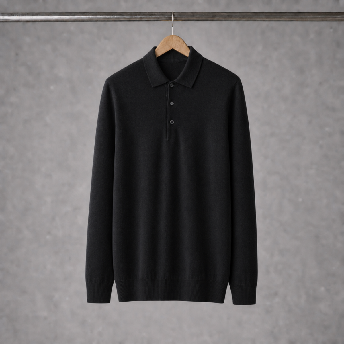 Long Sleeve Silk-Blend Polo
