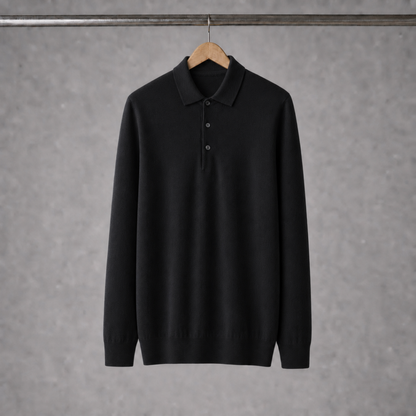 Long Sleeve Silk-Blend Polo