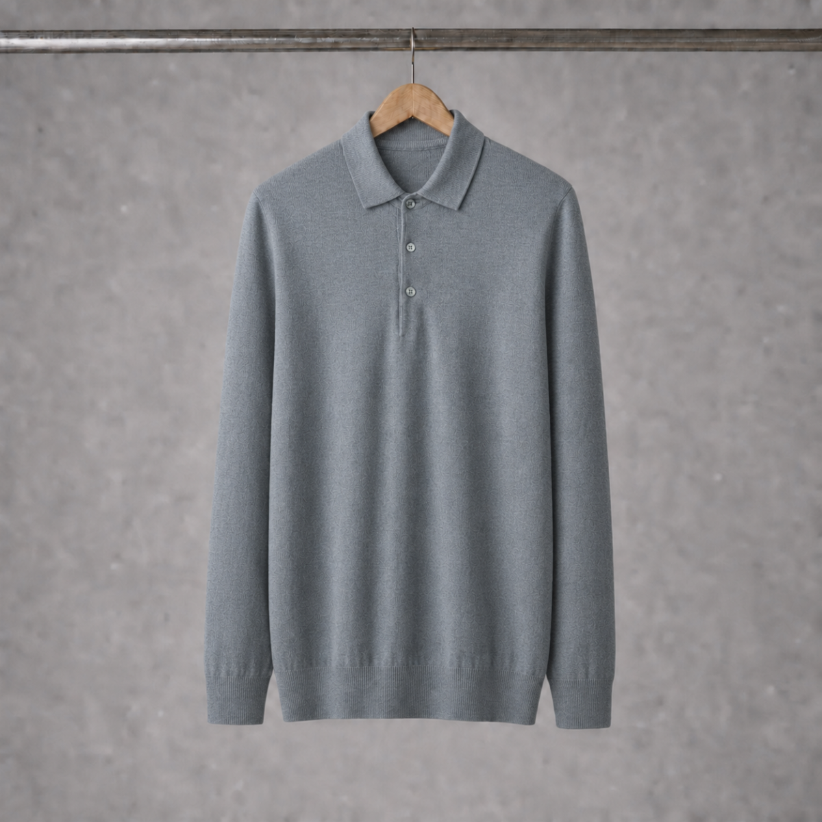 Long Sleeve Silk-Blend Polo