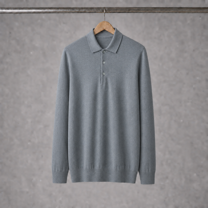 Long Sleeve Silk-Blend Polo
