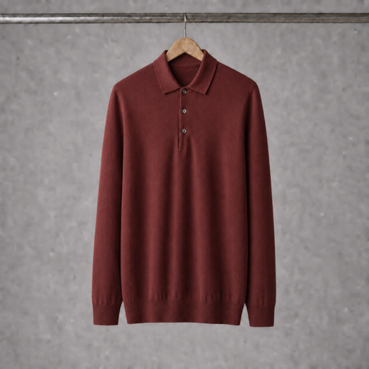Long Sleeve Silk-Blend Polo